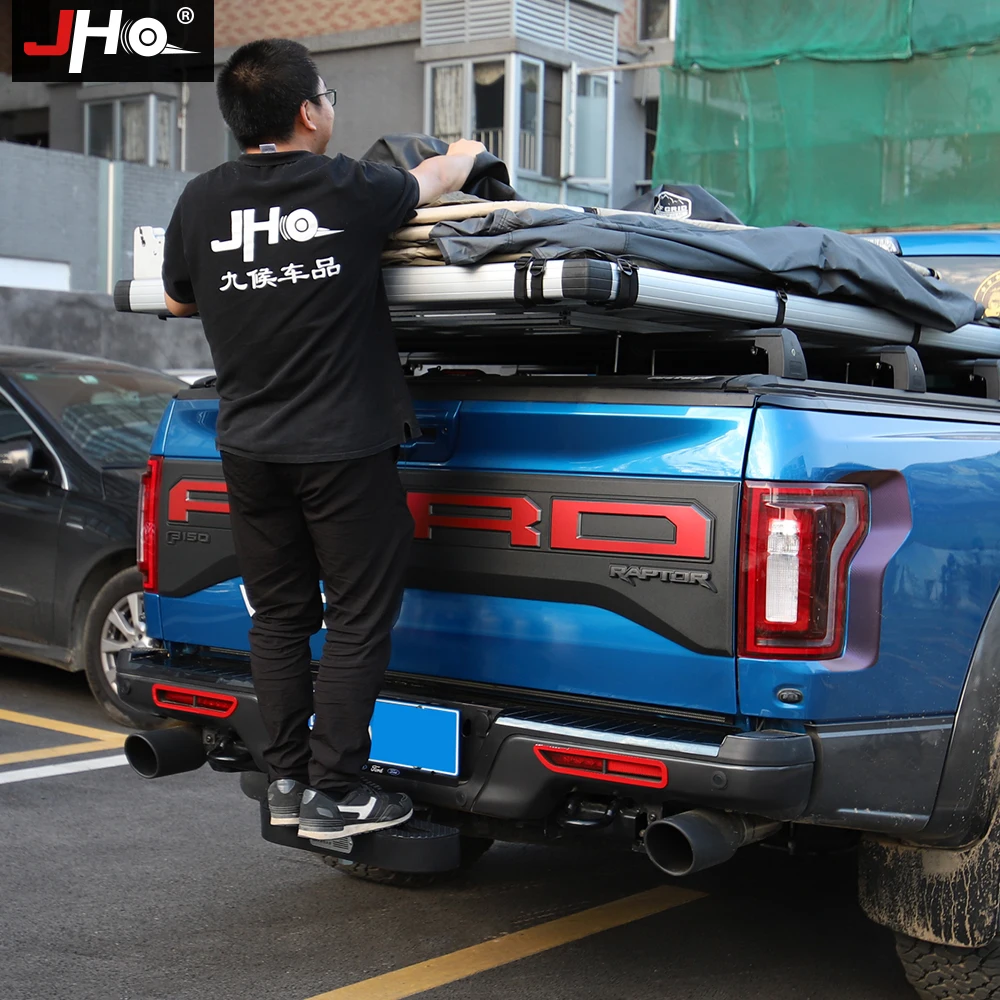 JHO Rear Bumper Receiver Trailer Towing Hitch Step Bar Guard For Ford F150 2013-2020 Raptor Limited 2019 2018 17 Car Accessories