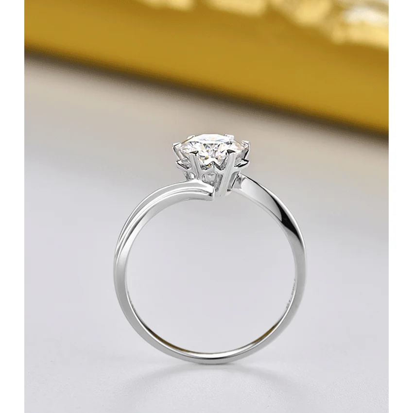 Кольцо из белого золота 18 К 1ct 2ct 3ct с круглой огранкой, классическое роскошное кольцо с муассанитом, обручальное кольцо отличной огранки, высокое качество