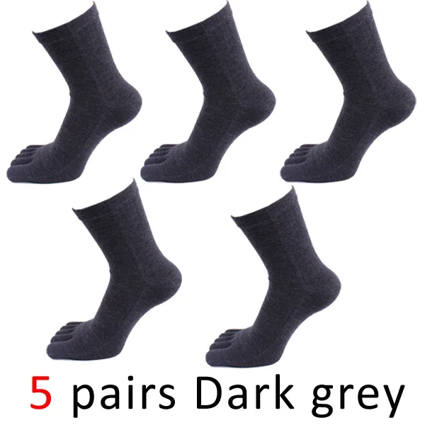 VERIDICAL, 5 пар, Брендовые мужские деловые модельные носки с отдельными пятью пальцами ног, высокие лодыжки, 100 хлопок, длинные носки, высокое качество, meias masculino - Цвет: Темно-серый
