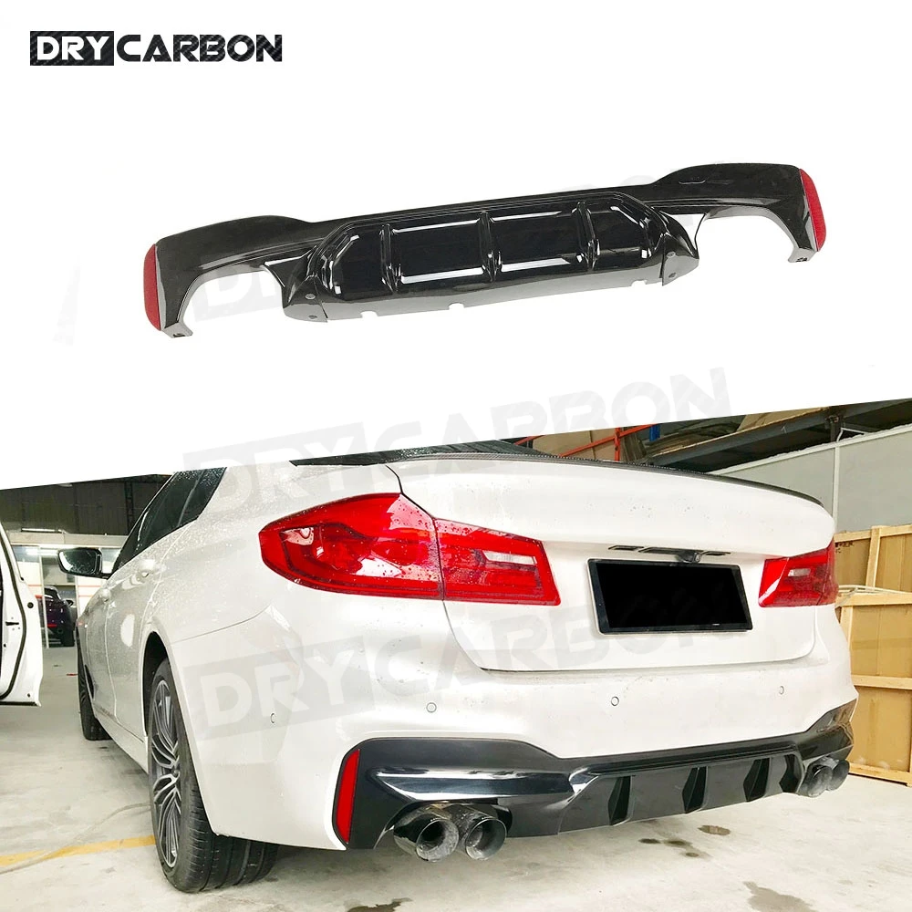 For 5 Series Carbon Fiber &amp; ABS Rear Bumper Lip Diffuser for BMW G30 G38 M TECH M Sport 2017 2019 Back Skid Plate Car Styling