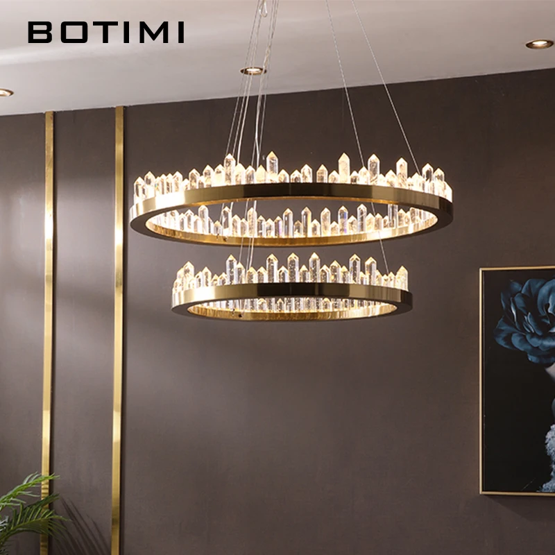 

BOTIMI Luxurious Round Crystal Chandelier For Living Room Golden Post Modern Luxury Bedroom Lighting Dining Room Household Lamp
