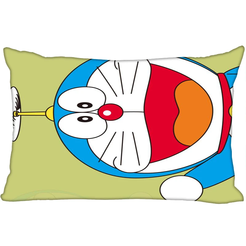 Горячие Doraemon печатных атласные Наволочки две стороны Стандартный шелк мягкий прямоугольник на молнии наволочка больше размер логотип