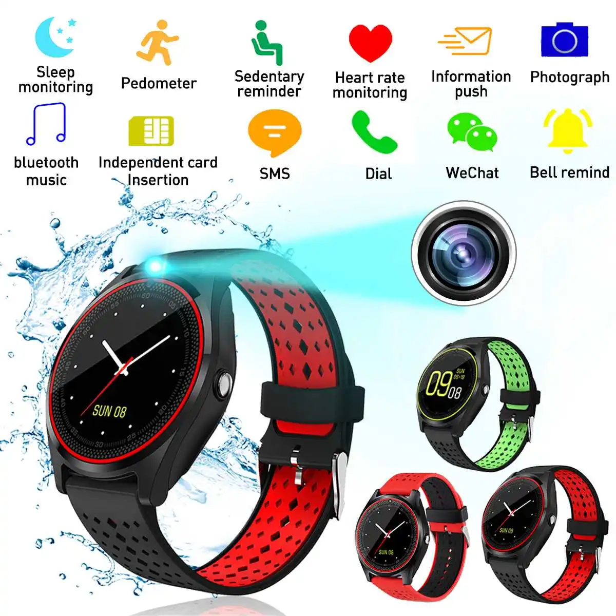 

Sport Men Smart Watches bluetooth Heart Rate Monitoring TF SIM Card Android Camera SMS Answer Call Touch Screen Smartwatches