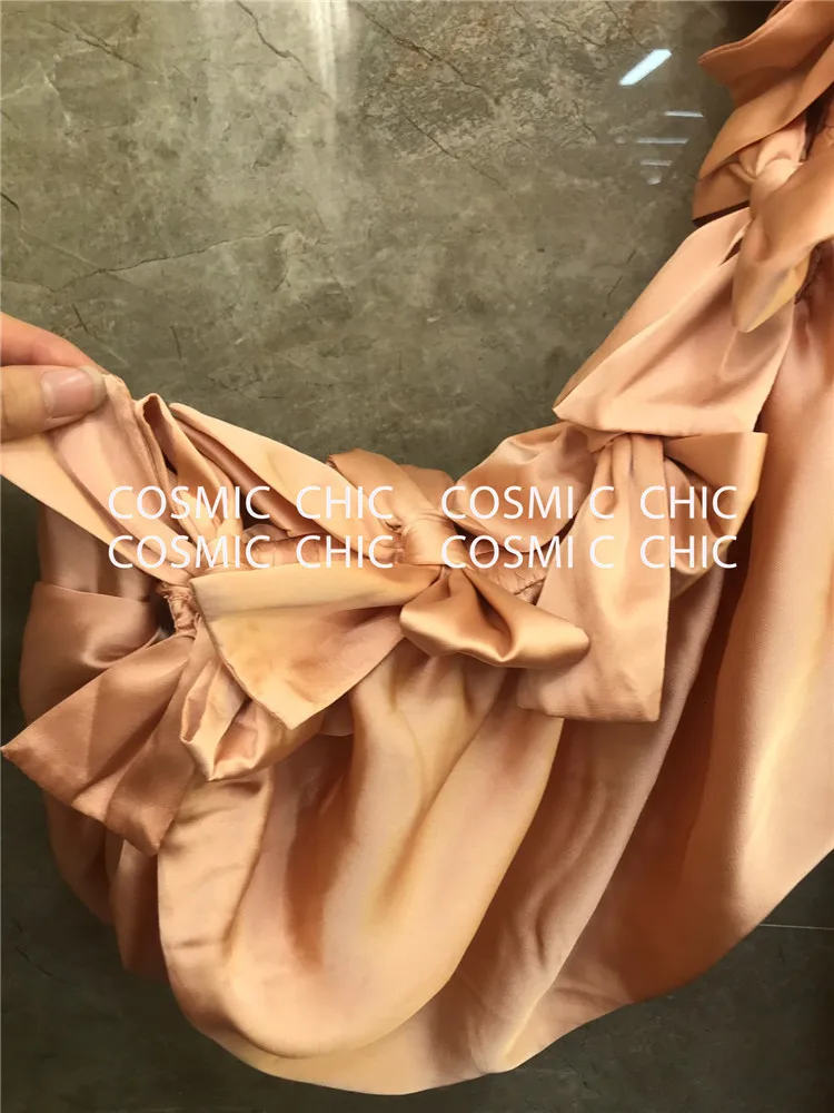 Cosmicchic элегантные сексуальные нестандартные платья с бантом и открытыми плечами, мини платья для вечеринок, косой воротник, фонарь, длинный рукав, облегающее розовое платье
