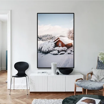 

Nordic Landscape Cabin Canvas Painting Winter Scenery Posters and Prints Canvas Picture Home Decoration for Living Room Decor