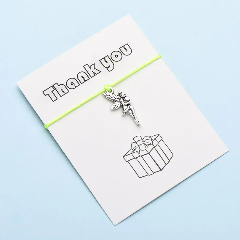 IYOE Wish Card Thank You Чарм "Фея" браслеты для женщин девушек ручной тканый счастливый красный браслет с огранкой и Висячие Подарочные ювелирные изделия