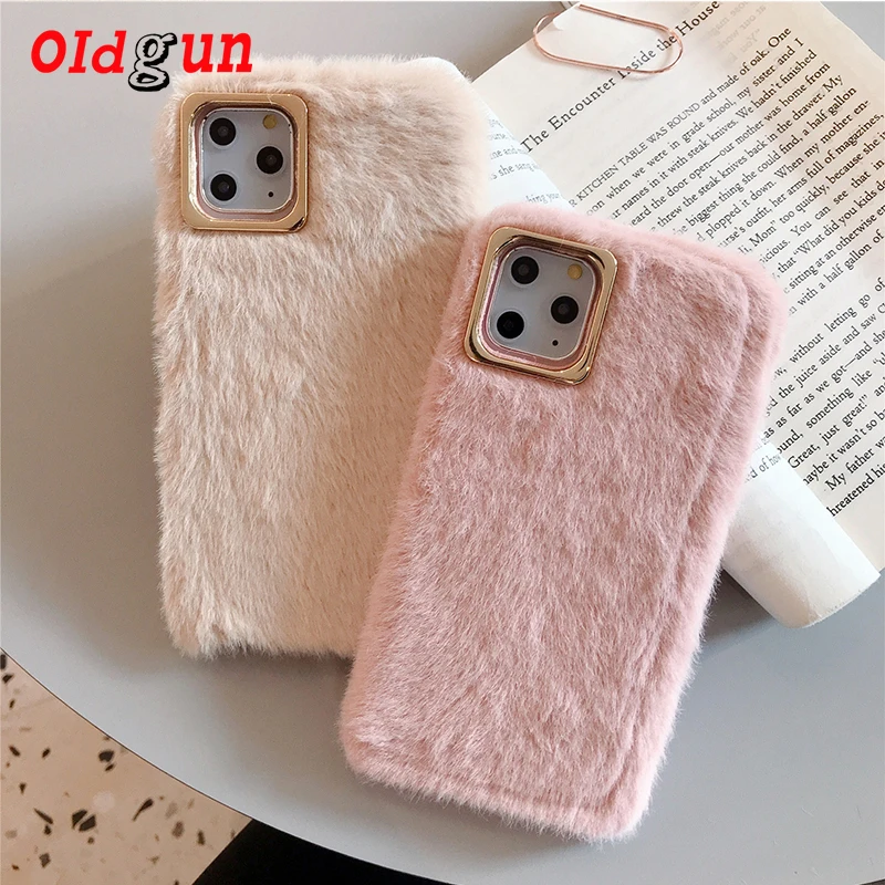

2019 autumn and winter solid color plush new product for Iphone 11 case Apple X Xs cute Iphone Xr 6s 8 7p 8plus mobile phone bag