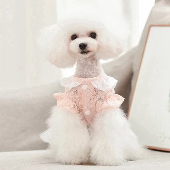 

Summer Pet Clothes Printed Dog Dress For Dogs Skirt Princess Dog Wedding Dresses Breathable Cotton Puppy Skirts Pet Cat Dress