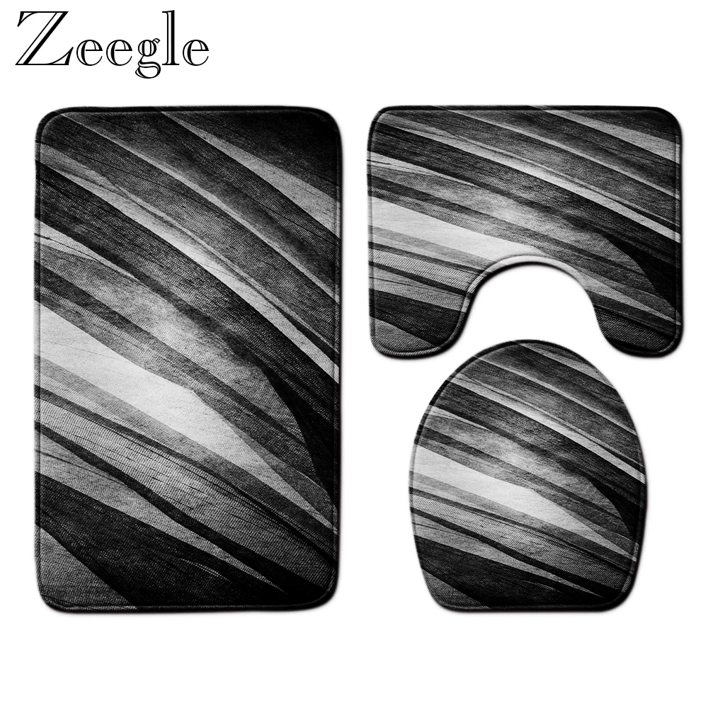 Zeegle 3 шт. зеленый коврик для ванной комнаты Набор Non Slip Сиденье унитаза крышка