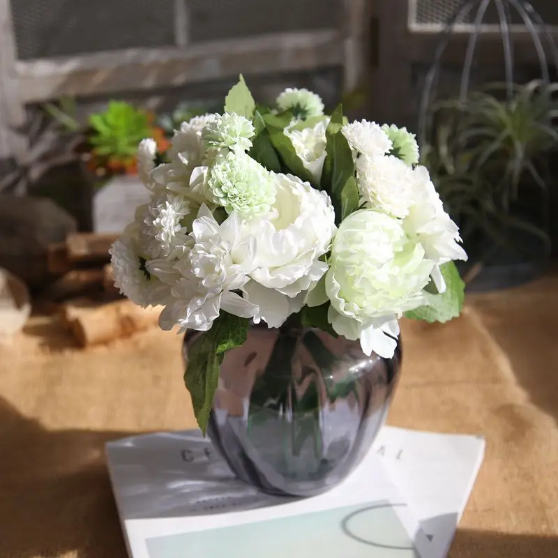 

30cm Floarr Silk Peony Artificial Flowers Bouquet Cheap Fake Flowers for Living Room Home Wedding Decoration Indoor