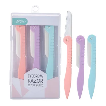 

2020 hot sale 3pcs Eyebrow Brow Shaper & Dermaplaning Safe Painless Portable Razor Tool new arrival