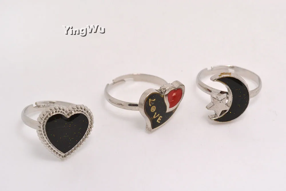 Yingwu, опт, 30 шт., кольцо с надписью Love Heart, Moon, меняющее цвет, настраиваемое кольцо для женщин и девочек с регулировкой температуры и настроения