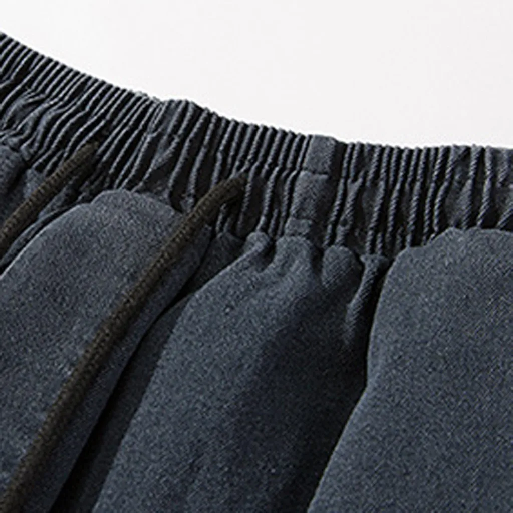 Шаровары с лоскутками уличная Мужская Новая мода Повседневная на открытом воздухе Твердые рабочие брюки мульти-карман брюки плюс размер
