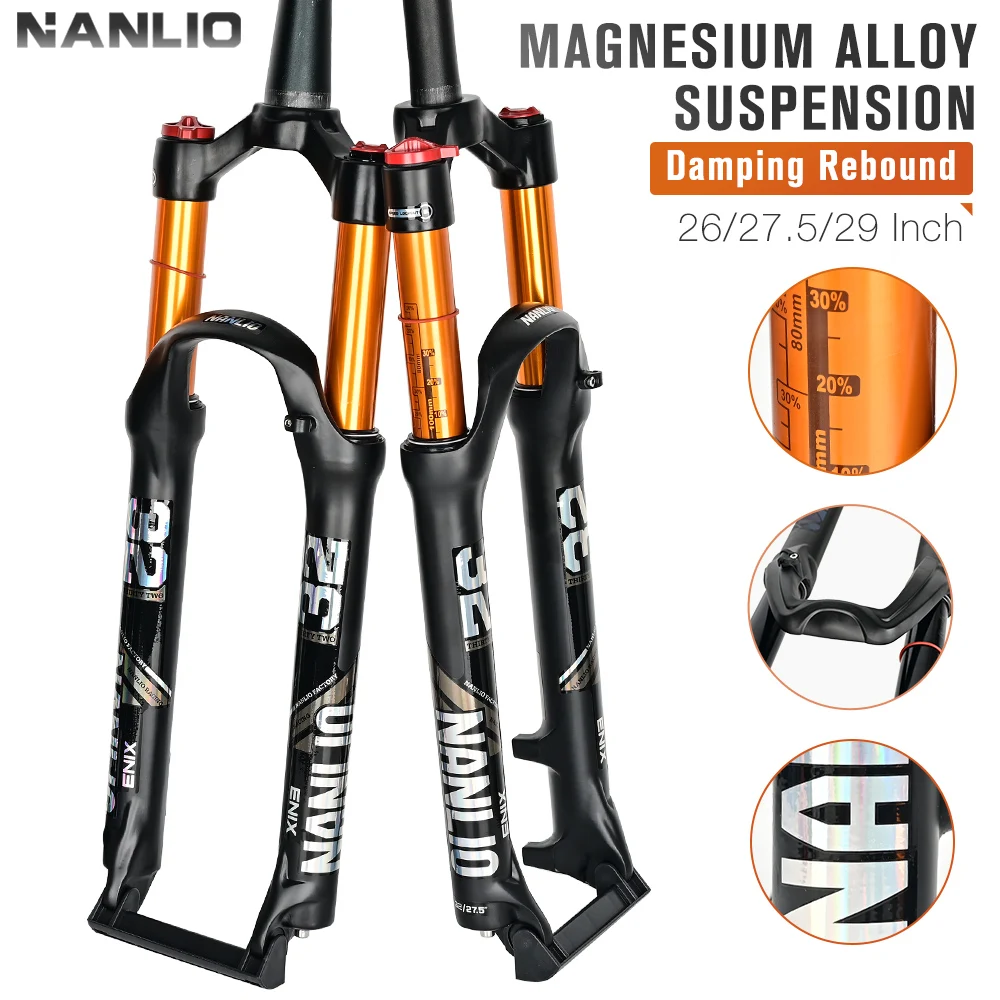 NANLIO MTB Bike Fork Solo Air Bicycle Front Suspension 26/27.5/29inch