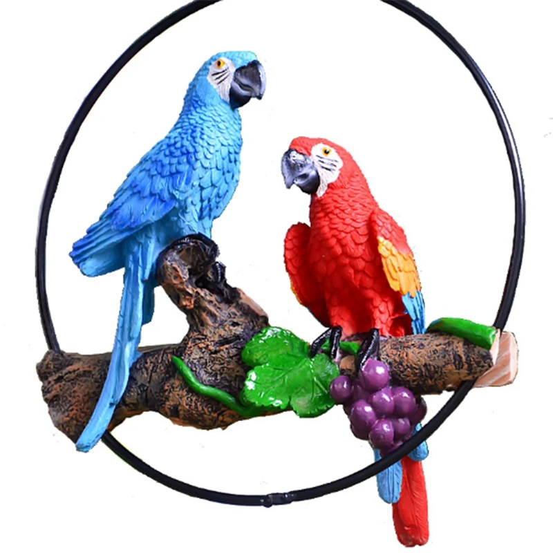 

Simulation Resin Parrot Hanging Ornament Handicrafts Creative Parrot Model Home Outdoor Courtyard Garden Craft Decoration Tree D