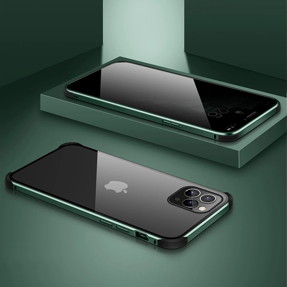 Магнитный ударопрочный чехол из закаленного стекла для iPhone 11 Pro MAX 360 Защита от царапин металлический чехол магнитный металлический чехол