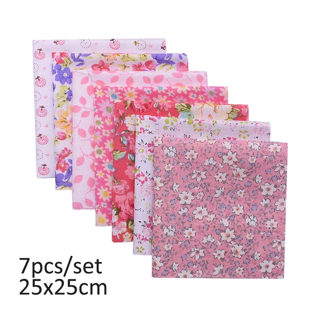 20cmx25cm and 25cmx25cm Cotton Fabric Printed Cloth Sewing Quilting Fabrics for Patchwork Needlework DIY Handmade Material 7pcs 25x25cm