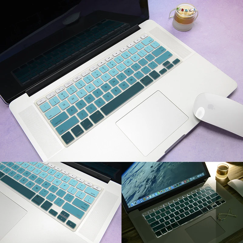 us green Силиконовый чехол для клавиатуры для ноутбука США для MacBook Air retina Pro 13 15 17 дюйм чехол для клавиатуры наклейка клавиатуры A1369 A1466 A1502 - Цвет: us green