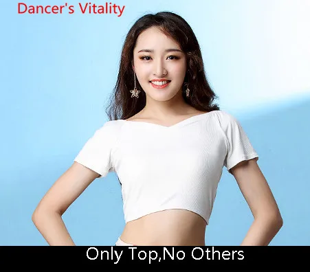 Only Top as Photo Одежда для занятий танцами живота, укороченный топ, 3 цвета, набедренный шарф с принтом, для женщин, для восточных, индийских танцев, группа, сценический тренировочный костюм - Цвет: Only Top as Photo