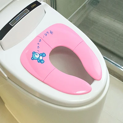 Горшок обучение сиденье для унитаза Портативный Путешествия складной детский туалет нескользящий Силиконовый колодки многоразовая Воронка для мочеиспускания подушка для младенцев - Цвет: Pink