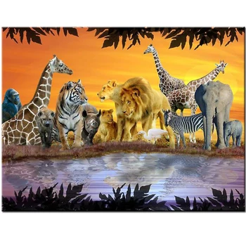 

Jungle Animal Elephant lion diamond painting tiger diamond embroidery full round square drill 3d diy mosaic cross stitch N1141