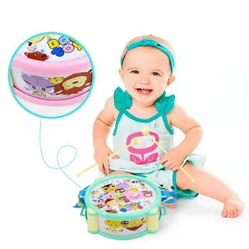 

Kid Baby Colorful Mini Musical Instruments Jazz Drums Set Percussion Sand Hammer Rattle Drum Baby Enlightenment Toys