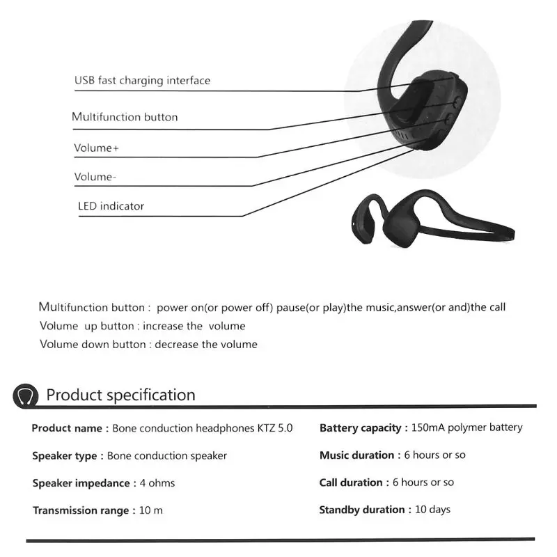 Костная проводимость Bluetooth наушники беспроводные bluetooth наушники с микрофоном титановые открытые наушники спортивная Гарнитура для фитнеса