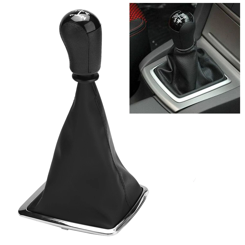 

5 Speed Gear Stick Shift Knob + Leather Gear Gaiter Boot Cover for Ford Focus MK2 2004 2005 2006 2007 2008 jdm shift knob