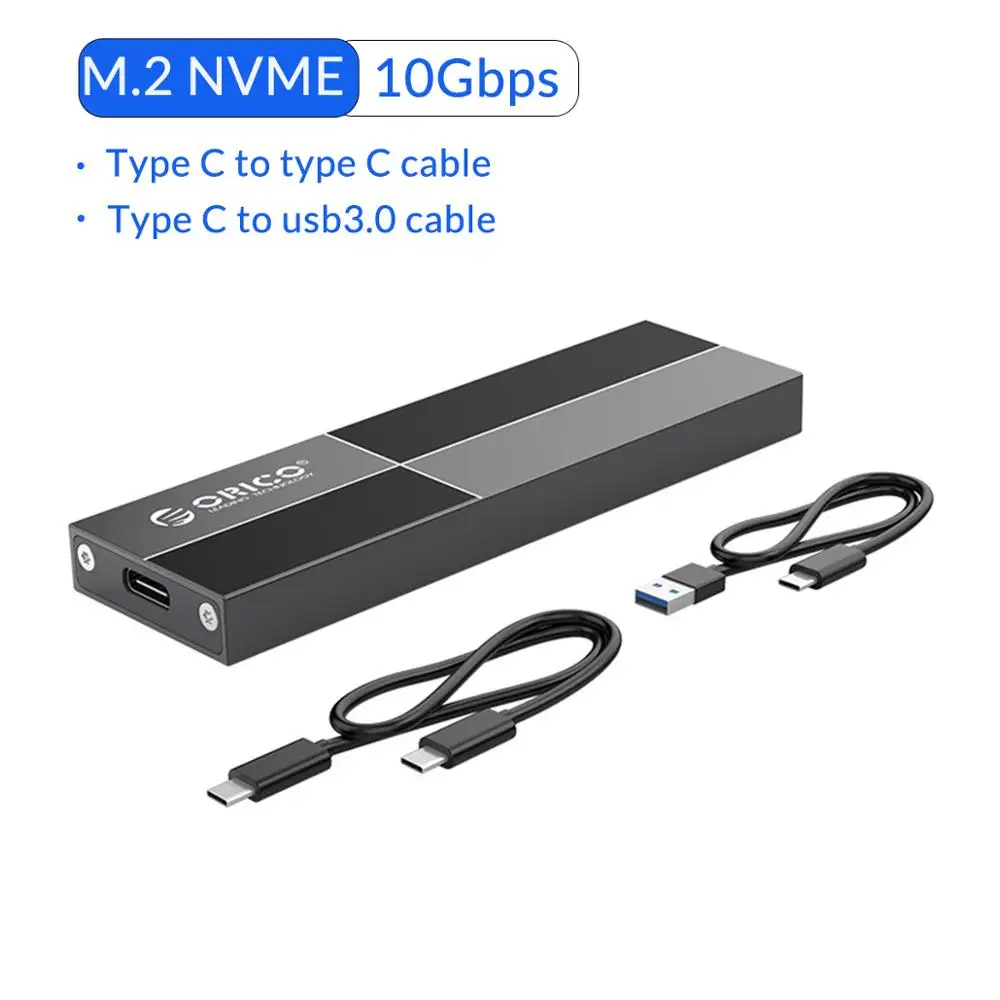 Gray ORICO NVMe M.2 SSD HDD корпус USB3.1 Тип-C 10 Гбит/с M2 SSD чехол для samsung Intel 2230 2242 2260 2280 nvme m.2 SSD - Цвет: Gray