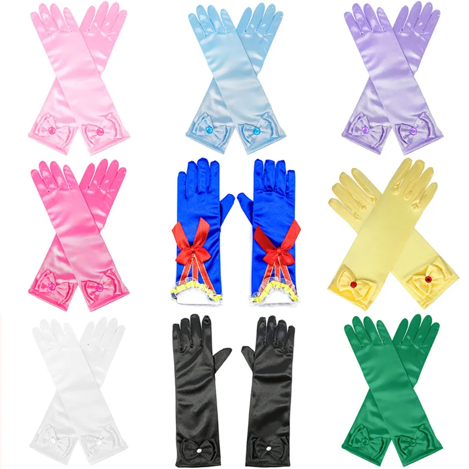 Satin Sequins Mittens Bowtie Children Long Gloves Princess Dance Performance Gloves Kids Girls Children 's Day Birthday Gifts girl s and boy s performance stage sequins cheerleading performance gauze skirt children s jazz modern dance costume jq 324