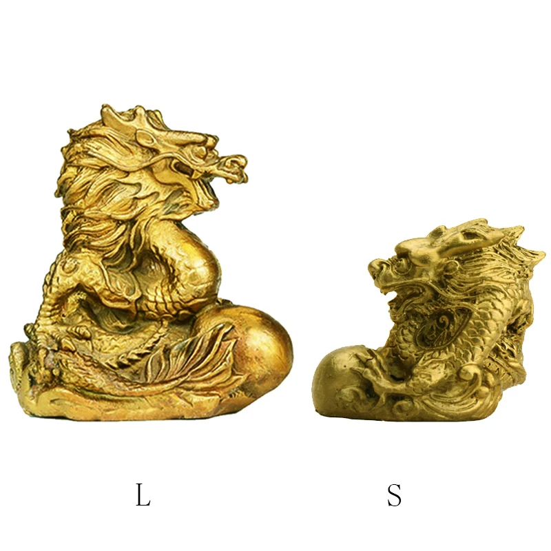 Китайский Зодиак, 12 китайских знаков зодиака, животные из твердой латуни, фигурки животных, настольные украшения, талисман, счастливый орнамент фэншуй - Цвет: Dragon