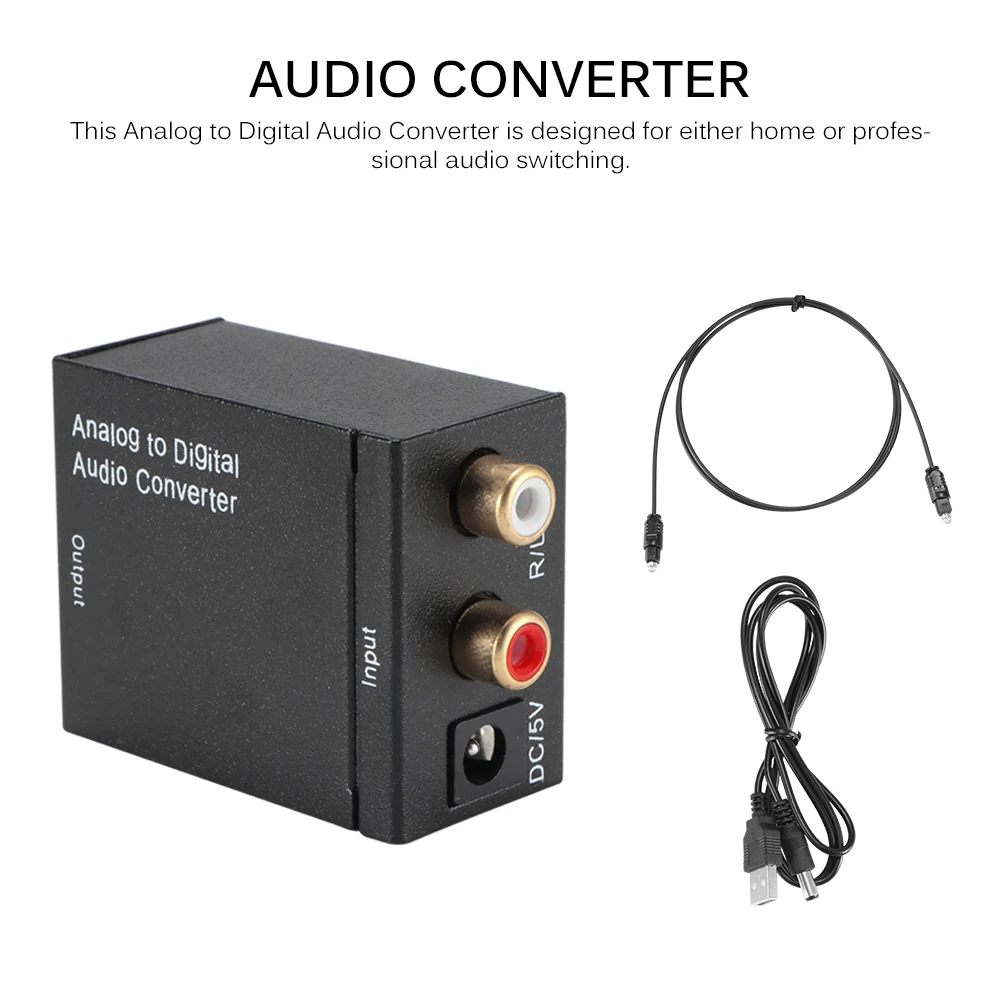 Металлический аналоговый в цифровой аудио конвертер L/R RCA коаксиальный