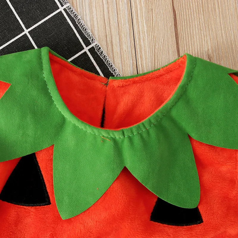 Halloween Baby Kids Pumpkin Fancy Sleeveless Dress with Hat Cosplay Costume Party Clothes for Boy Girl OCT998