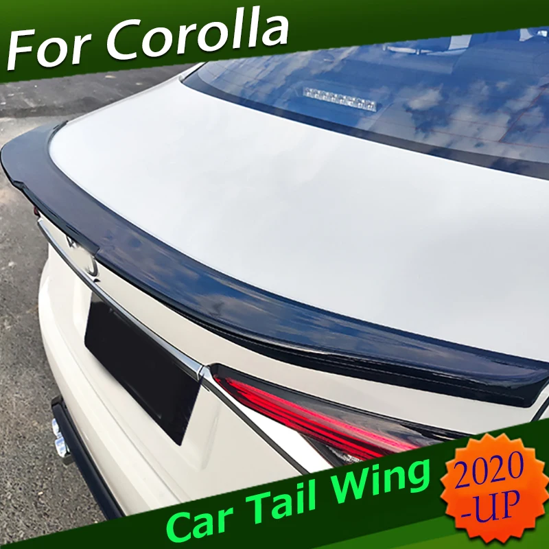 Задний спойлер для Toyota Corolla 2020 декоративный глянцевый черный из углеродного