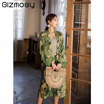 

Women Sexy Dress Swimsuit Cover Up Printing Green Color Leaves Pattern Robe Plage Solid Beach Beach Dress SY5263