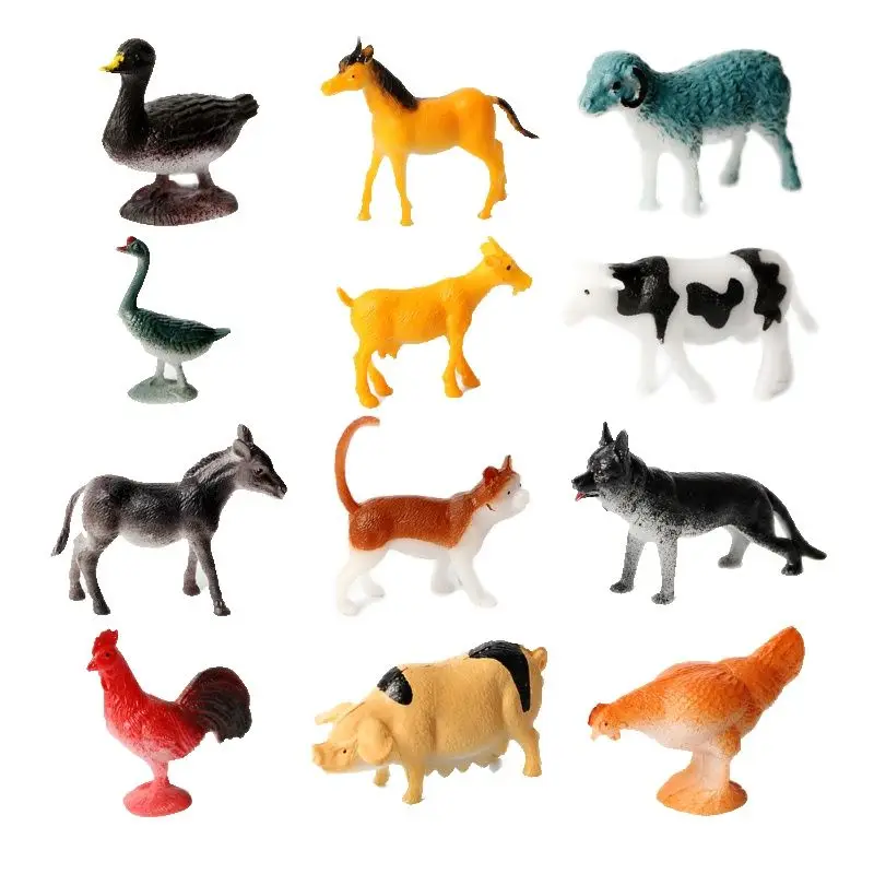 Realistic Simulation Jumbo Domestic Animal Toys 12pcs Farm Animals Figures