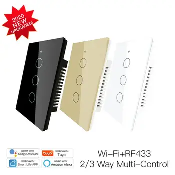 

1/2/3Gangs Smart Home Wall Touch WiFi Switch 10A 100-250V Smarthome Light Switch Work With Alexa Google Home Smart Life/Tuya App