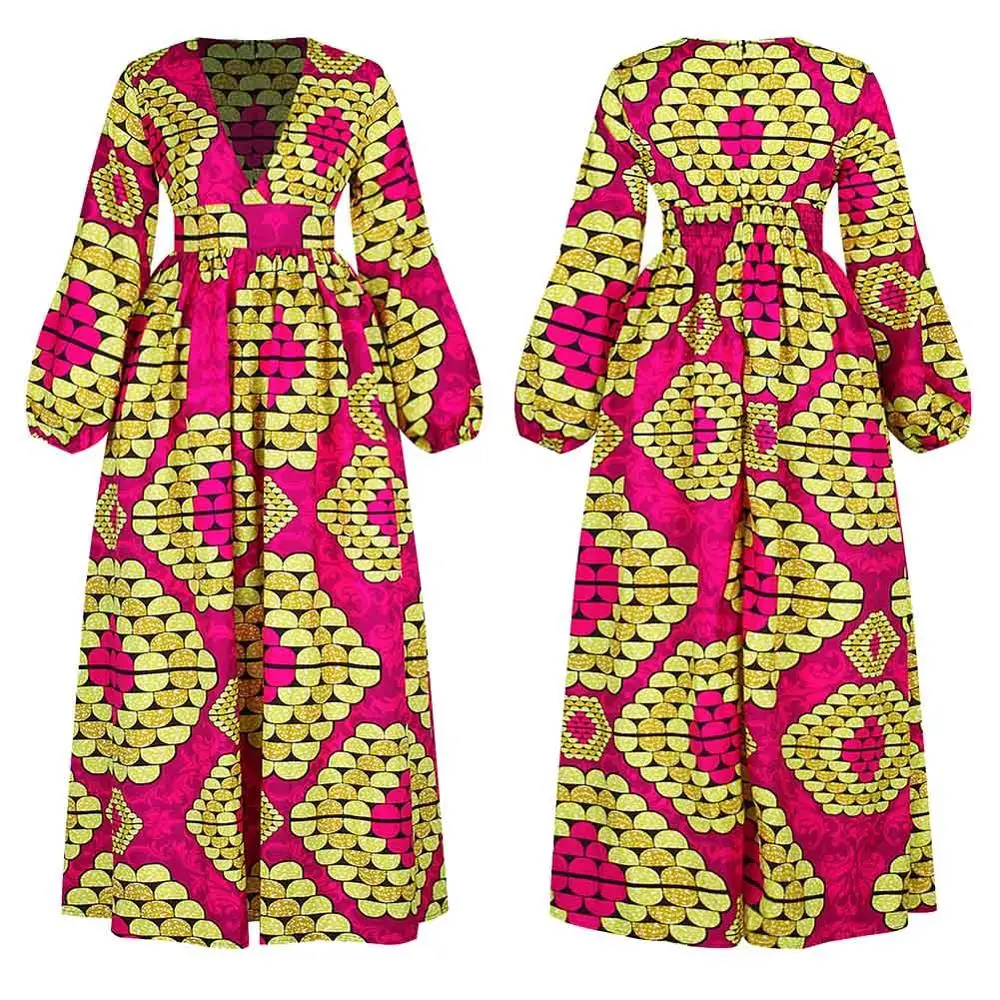 Dashiki-Red BOHISEN Дашики африканские платья для женщин осень Базен Анкара платья с длинным рукавом размера плюс Afriacn одежда с принтом для женщин - Цвет: Dashiki-Red