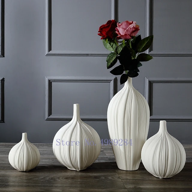 White Textured Ceramic Vases