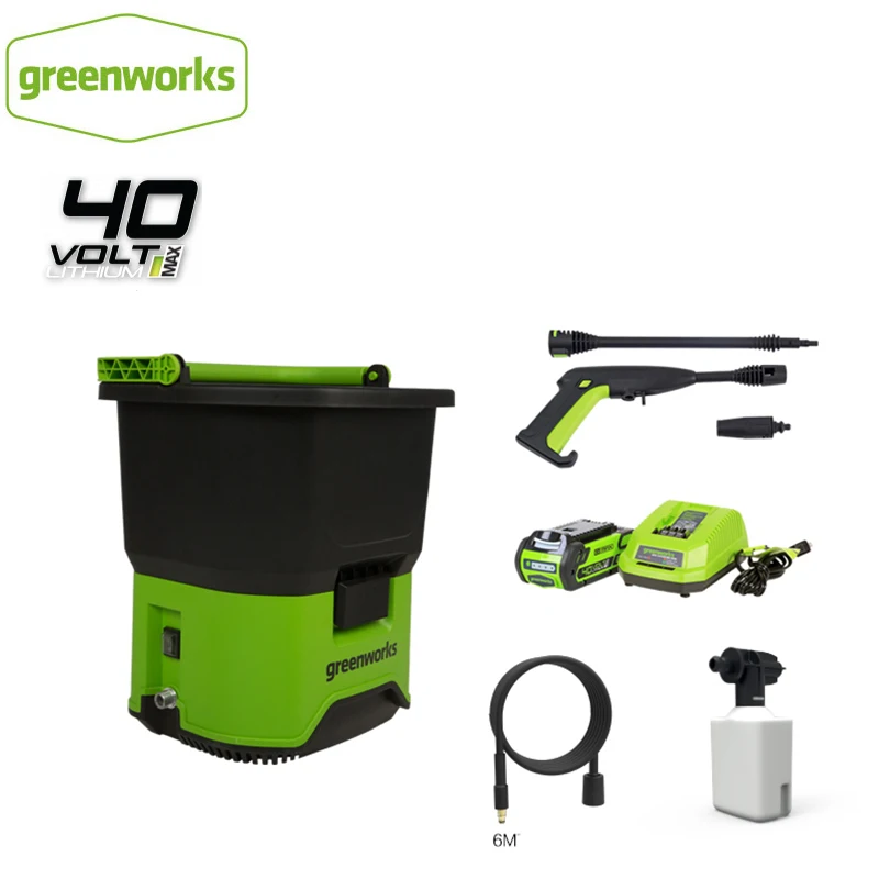  GREENWORKS 5104507 GDC40 Portable Cordless Electric Pressure Washer 650W 40V Multifunction Green Wa