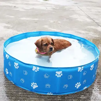 

80cmx20cm Dog Puppy Cat Foldable Water Play Bathtub Leak Proof Swimming Pool