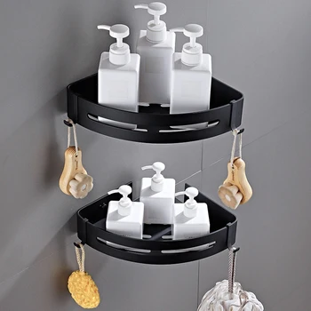 

2pcs Self-adhesive Wall Triangular Shower Shelf Bathroom Corner Bath Rack Shampoo Holder Kitchen Storage Rack Organizer