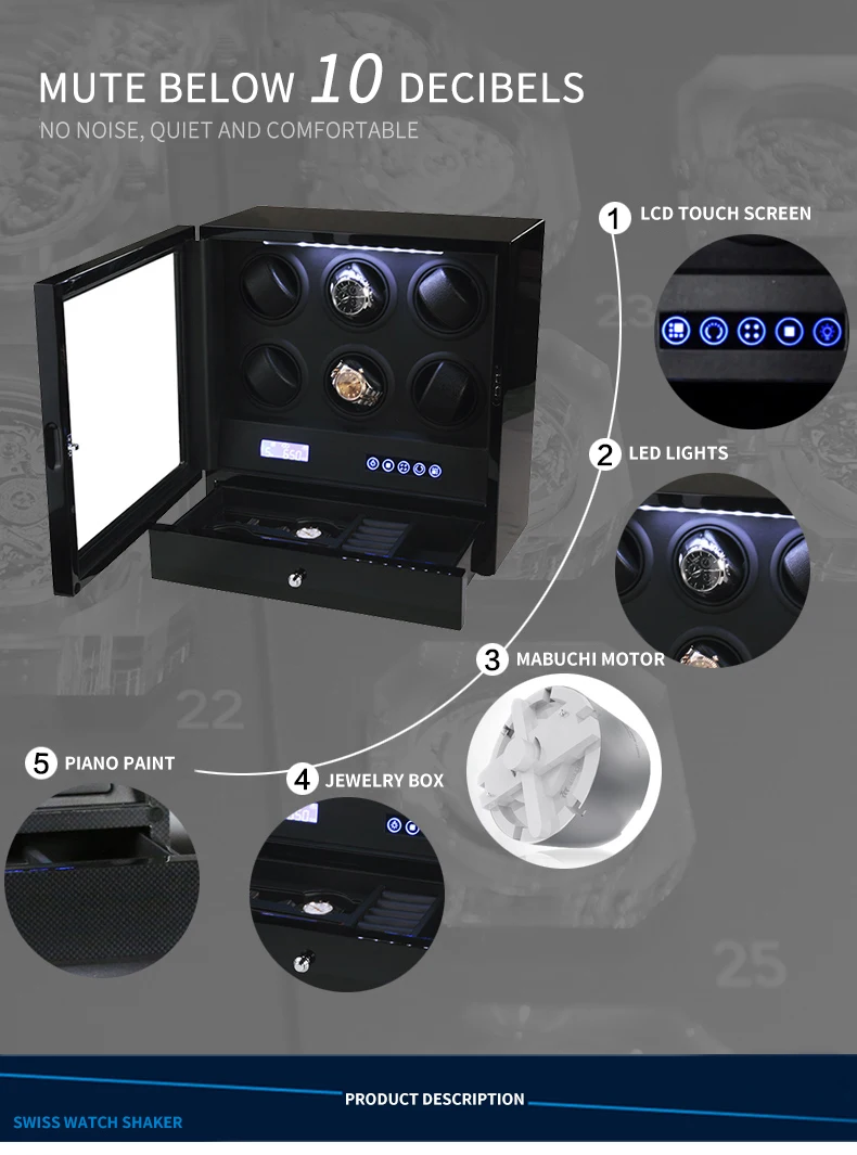 Hd134659b4620457eafc458793b10bbf3r Automatic Watch Winder 6 Slot Watches Safe Box Drawer Store Jewelry Quiet Japanese Mabuchi Motor Watch Storage Winding Boxes