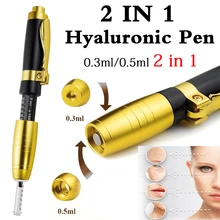 Новейший 2 в 1 0,3 мл/0,5 мл гиалуроновая ручка с двумя головками неинвазивный ингалятор для подтягивания губ инъекционная ручка против морщин мезо микро-пистолеты
