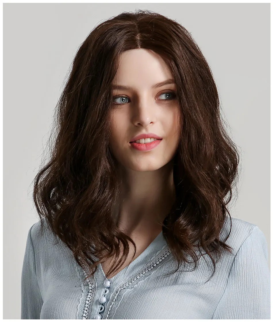 JONRENAU 13*14 синтетические парики на кружеве коричневые натуральные волнистые волосы короткие парики длина плеча вид натуральный для женщин