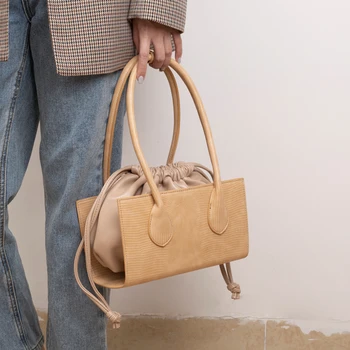 

Luxury Alligator Women Shoulder Bags for Women Designer Drawsting Handbags Pu Leather Hand Bag Chic Lady Totes Female Purses