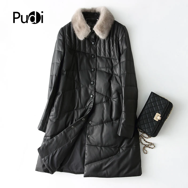 

PUDI A27283 Real sheep skin coat jacket overcoat women's winter warm mink fur coat genuine leather inside winter coat
