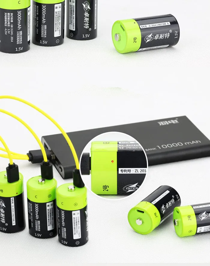 

ZNTER 6pcs 1.5v Lithium li-polymer 3000mAh C size rechargeable battery USB C type Li-ion powerful battery + USB charging cable