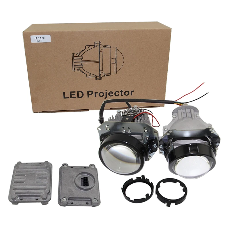 

9-16V SHUOKE Car LED Double Projector Lens High/Low Beam LED Double 2.5 Inch Lens 2800 LM With One Pair Ballast