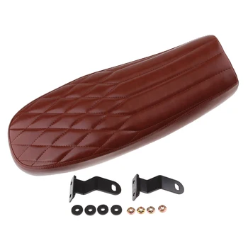 

Brown Motorcycle Seat Rhombus Lattice Style Vintage Saddle Cafe Racer Cushion Seat for Universal